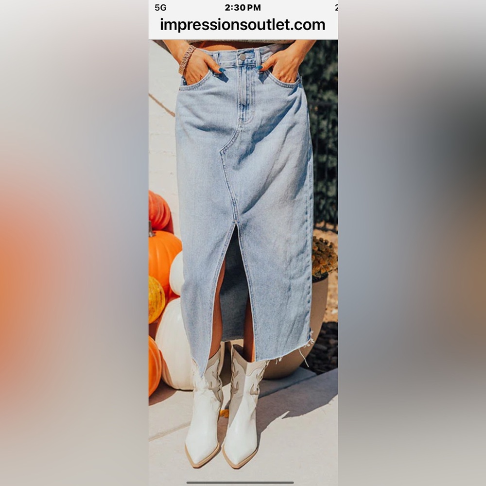 Just USA The Avianna High Waist Light Blue Denim Maxi Skirt - Size Small